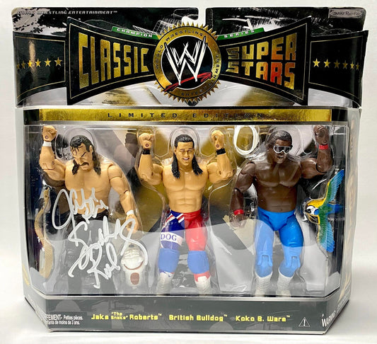 Jake "The Snake" Roberts (s) / British Bulldog / Koko B. Ware : Signed